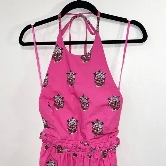 Last Chance! New Rhode Selena 100% Cotton Block Print Maxi Dress Pink XS $495 - Picture 6 of 9